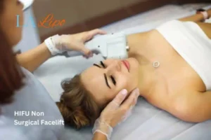 Woman having Hi-Fu to reduce wrinkles South Kensington.