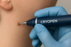Person receiving skin tag removal South Kensington